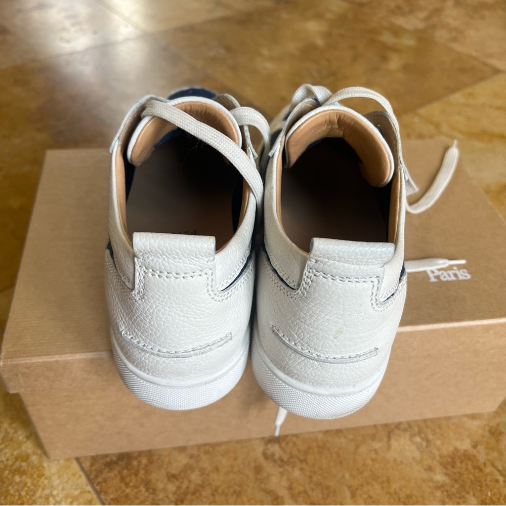 Men’s Christian Louboutin AC Rantulow Flat Jumbo Calf/Tricot in White/Navy - Picture 6 of 11